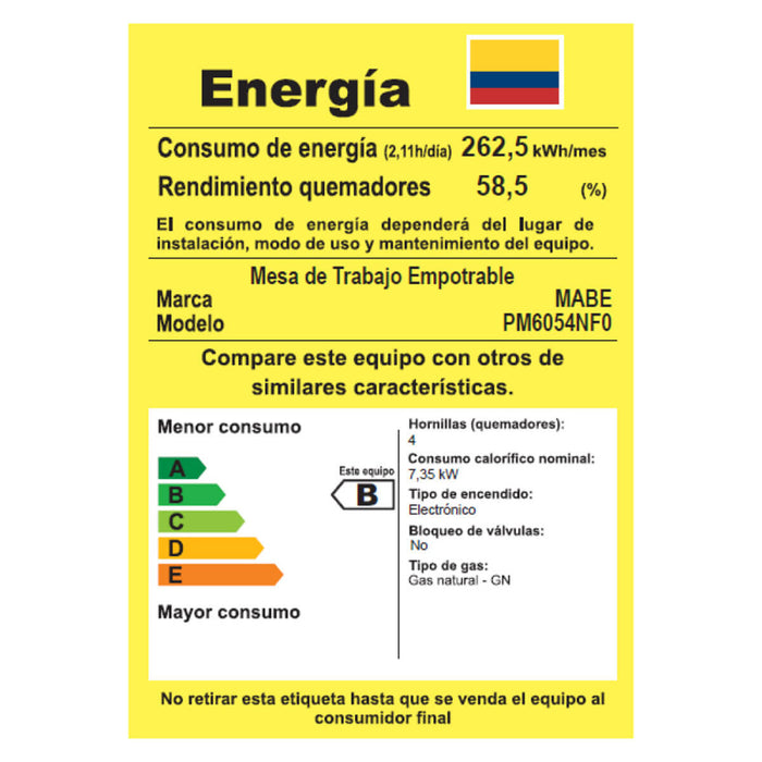 Estufa de empotrar Inoxidable 60X50 cm gas natural Marca Mabe