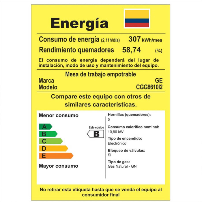 Estufa de empotrar acero Inoxidable 86X51 cm gas natural marca Mabe