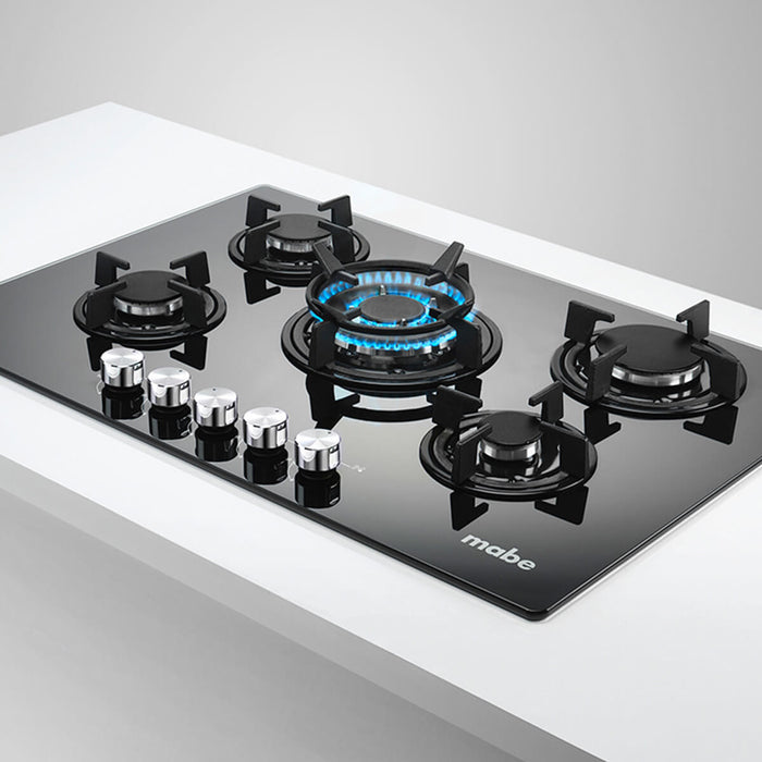 Estufa de empotrar cristal negro 76X51 cm Hierro fundido gas natural Mabe