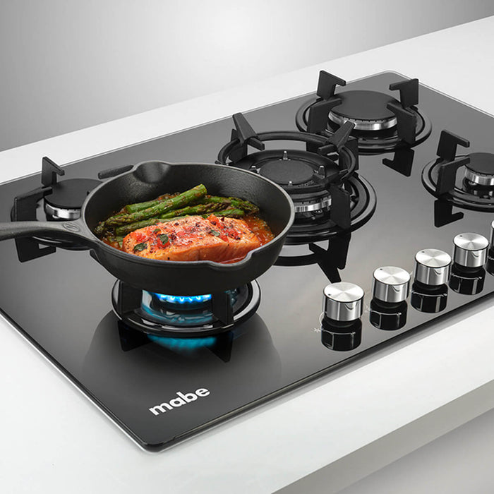 Estufa de empotrar cristal negro 76X51 cm Hierro fundido gas natural Mabe