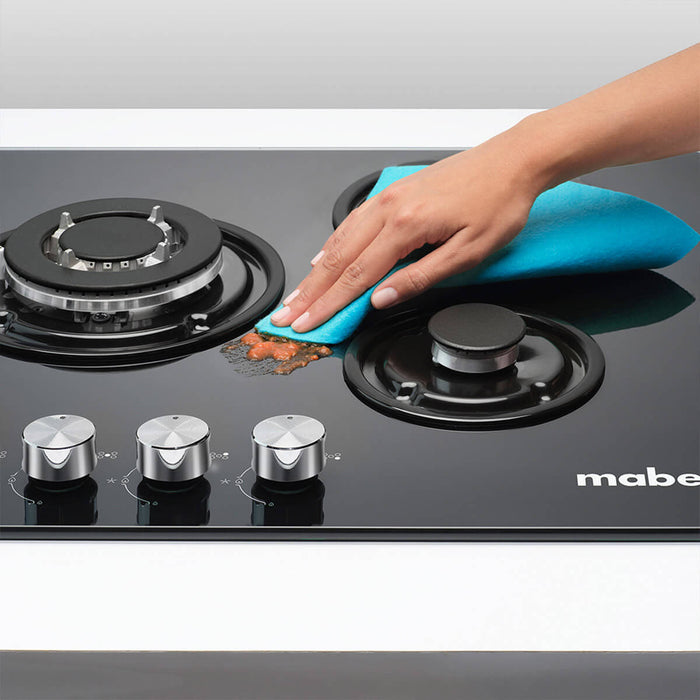 Estufa de empotrar cristal negro 76X51 cm Hierro fundido gas natural Mabe