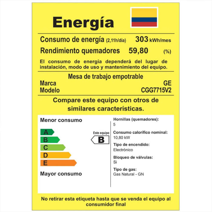 Estufa de empotrar cristal negro 77X51 cm gas natural marca Mabe