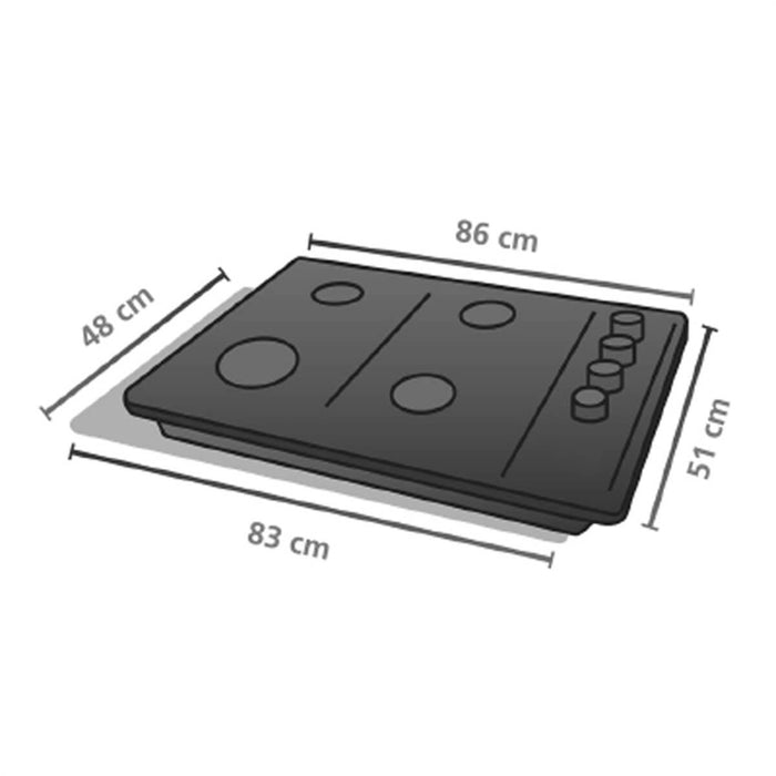 Estufa de empotrar cristal negro 86X51 cm Hierro fundido gas natural marca Mabe