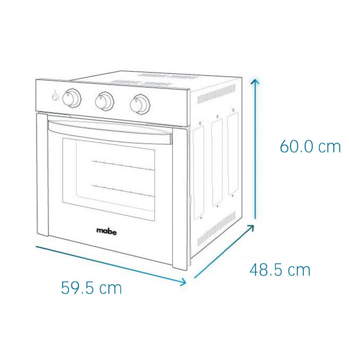 Horno a gas de 60 cm inoxidable 120 voltios con gratinador marca Mabe