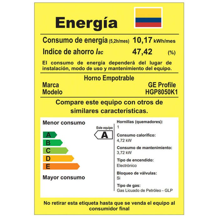 Horno a gas de 80 cm inoxidable 120 voltios con gratinador marca Mabe