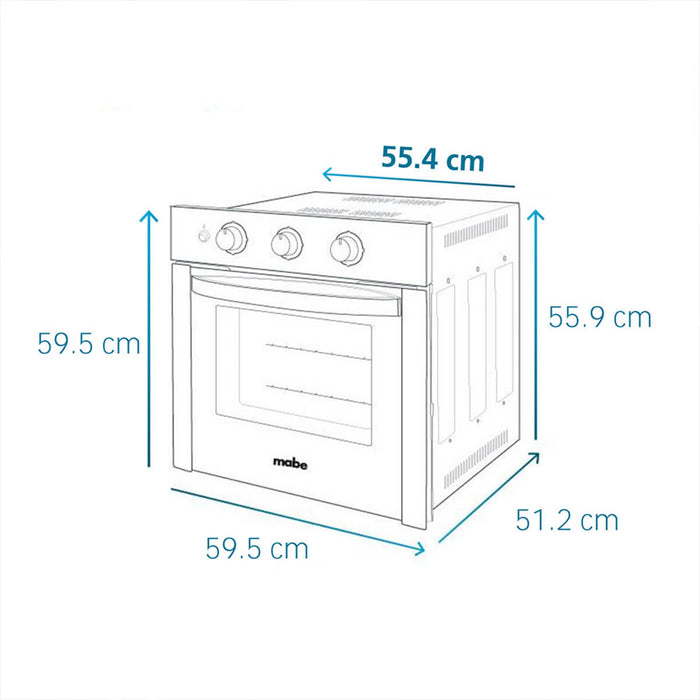 Horno eléctrico de 60 cm inoxidable 220 voltios con gratinador Mabe