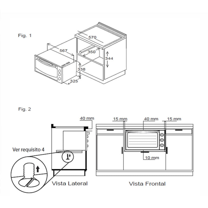 Horno eléctrico medio formato 60 cm inoxidable 120 v Mabe