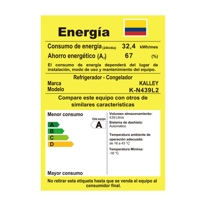 electrodomesticos refrigeracion nevecon kalley 439l nv0390k023 mp madecentro