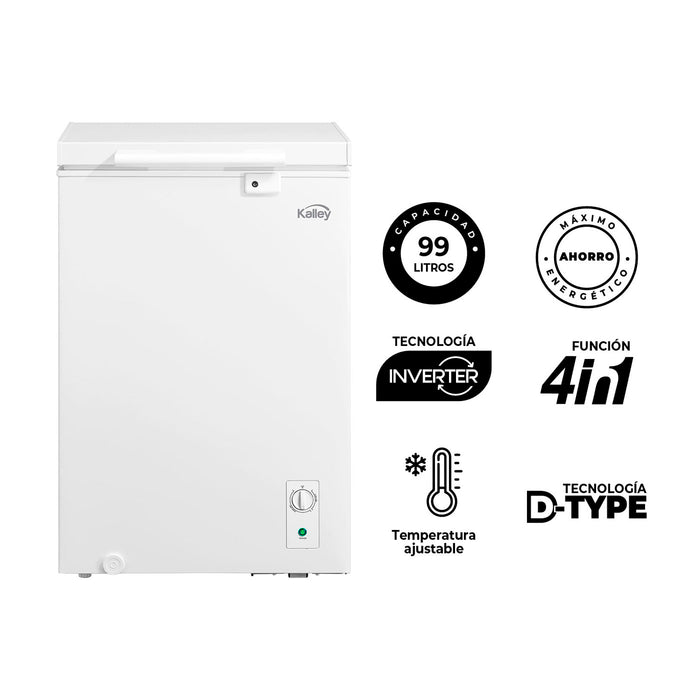 electrodomesticos refrigeracion congelador horizontal kalley 99l cn9011k018 mp madecentro