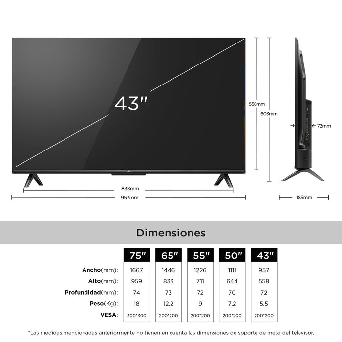 Televisor TCL 43V6C 43" 4K UHD Smart TV con Google TV