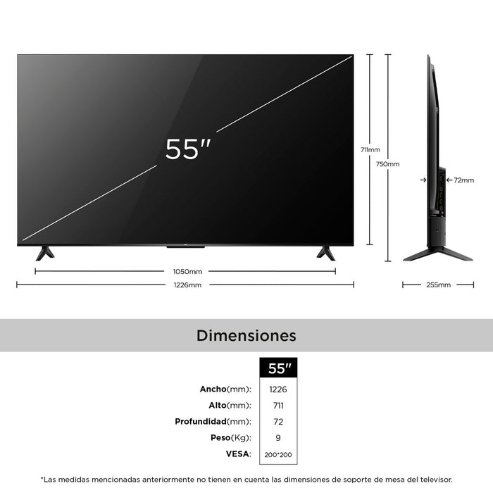 Televisor de 55" 4K UHD marca TCL