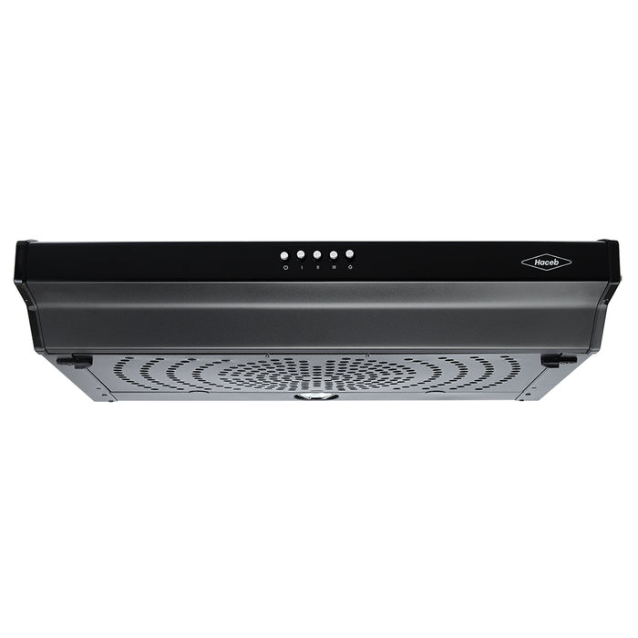 Combo horno eléctrico Medio Formato Negro 120V + Estufa de empotrar Haceb inox 60x43 cm a gas natural + Campana Kala Negra 60 cm 3 Velocidades marca Haceb