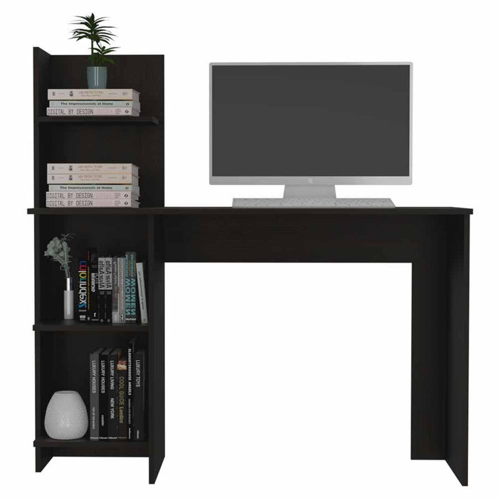 Escritorio Vilna 120, Wengue, con Cuatro Entrepaños Para Ubicar Elementos de Estudio