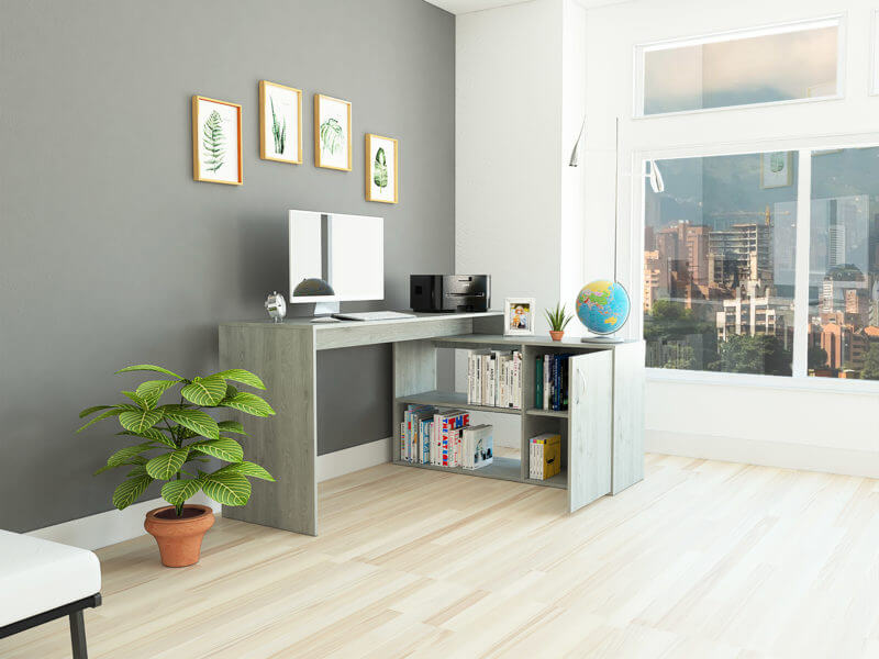 Escritorio en l taira, bardolino , con puerta y varios entrepaños