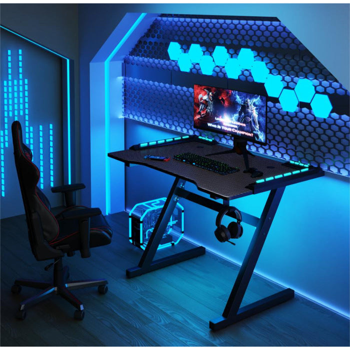 Escritorio Gamer Silver, Negro, Estructura Metalica