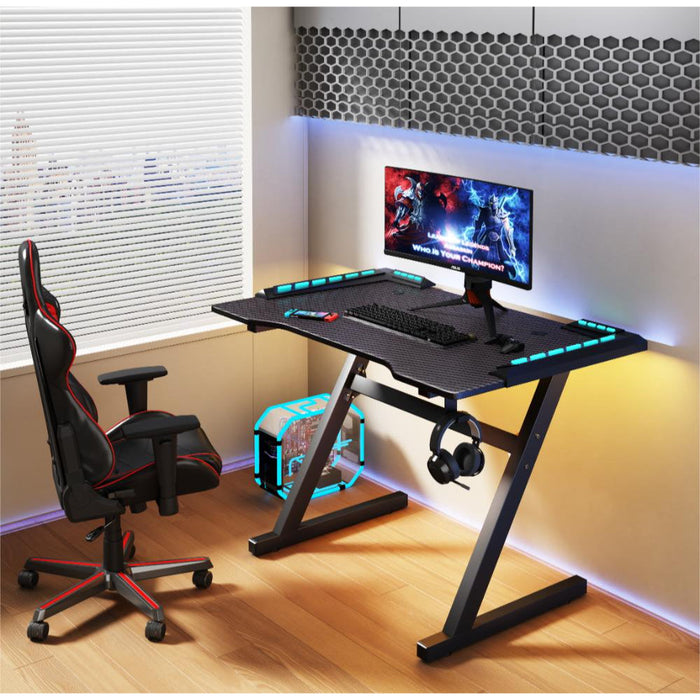 Escritorio Gamer Silver, Negro, Estructura Metalica