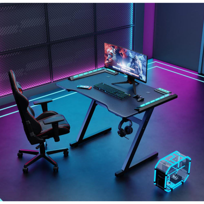 Escritorio Gamer Silver, Negro, Estructura Metalica