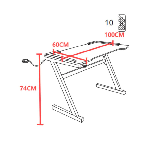 Escritorio Gamer Silver, Negro, Estructura Metalica