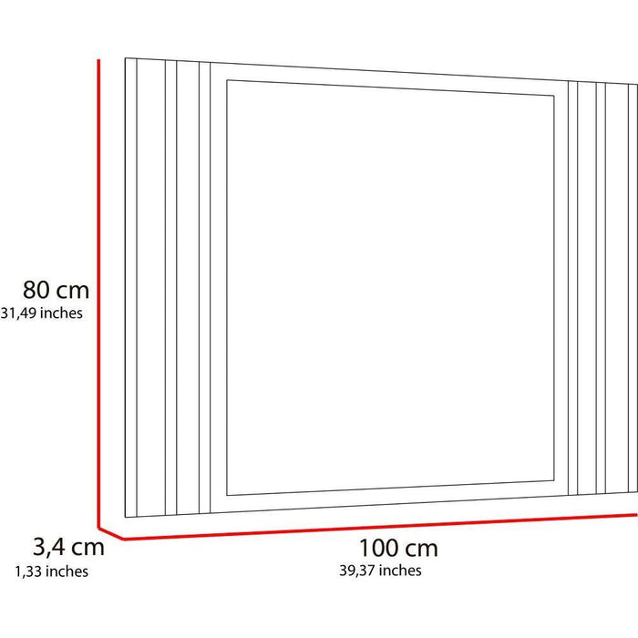 Espejo Rectangular Apolo, Gris, Con Luz Led