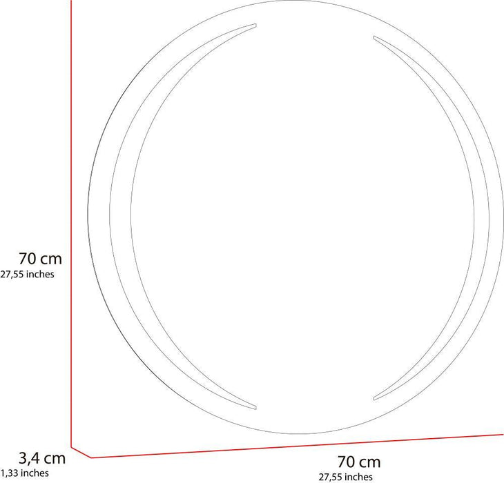 Espejo Circular Oliver, Gris, Con Luz Led Y Botón Touch