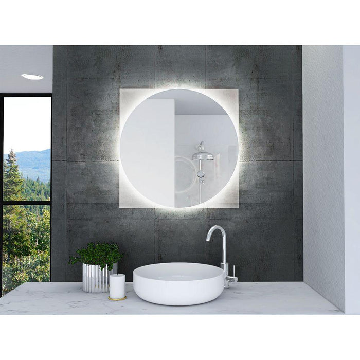 Espejo Cuadrado Salerno, Gris, Con Luz Led