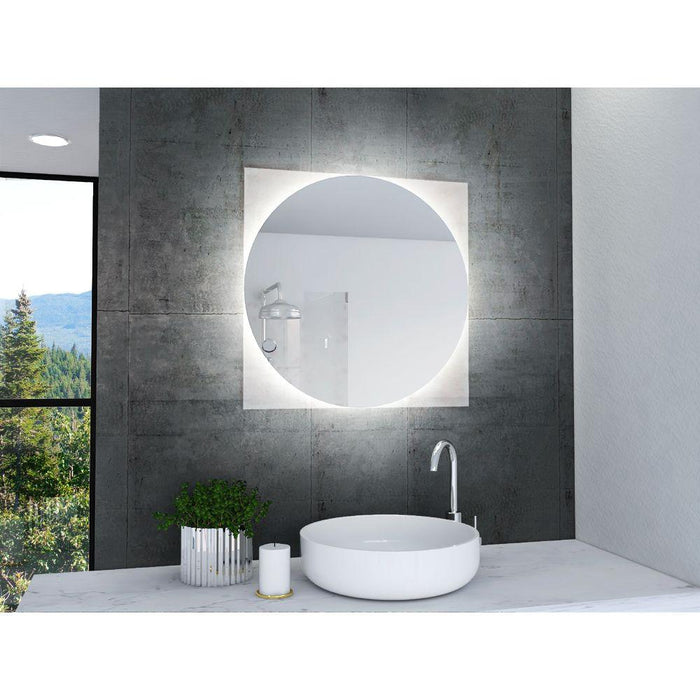 Espejo Cuadrado Salerno, Gris, Con Luz Led