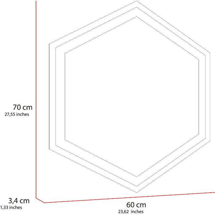 Espejo Hexagonal Wolf, Gris, Con Luz Led