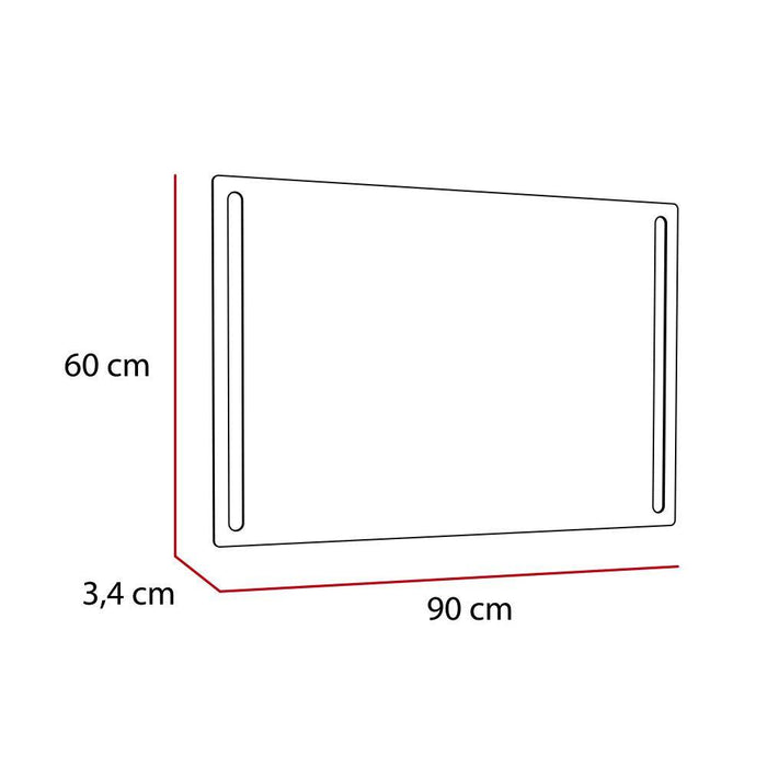 Espejo Rectangular Broni, Gris, Con Luz Led