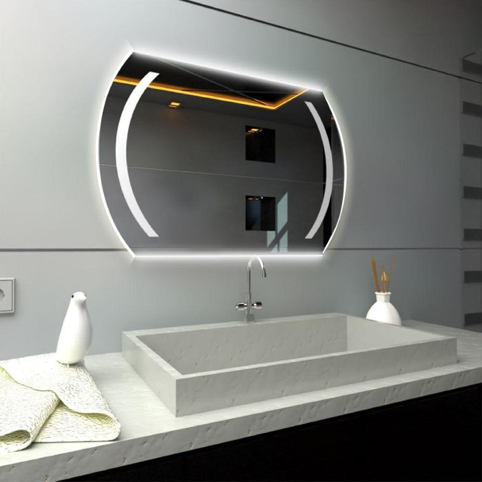 Espejo Rectangular Manson, Gris, Con Luz Led