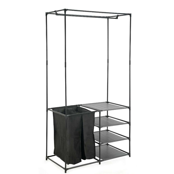 Clóset Organizador Lupont, Negro, de Tres Niveles y Dos Canastas para Ropa