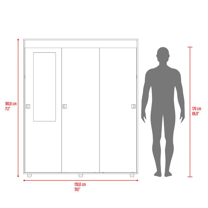 Closet Angelo, Fresno Europeo y Wengue, con Tres Puertas Corredizas