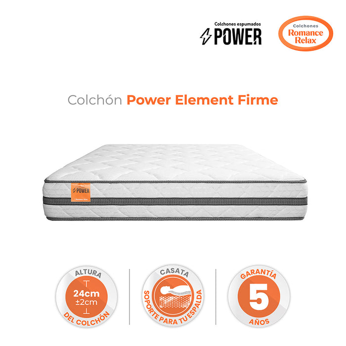 Colchón Power Element Firme 120X190X24, Semidoble