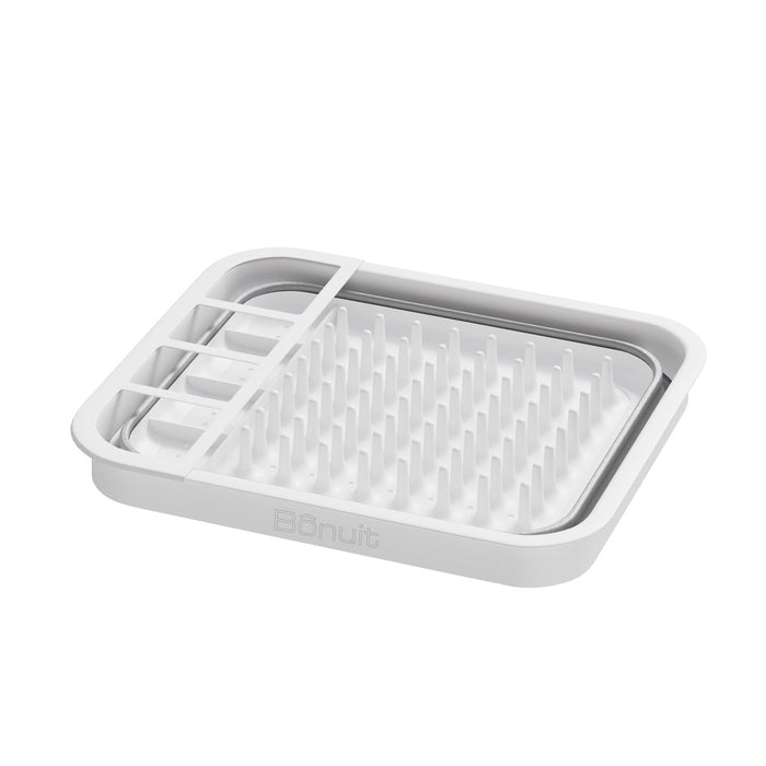 Escurreplatos plegable plástico blanco y gris