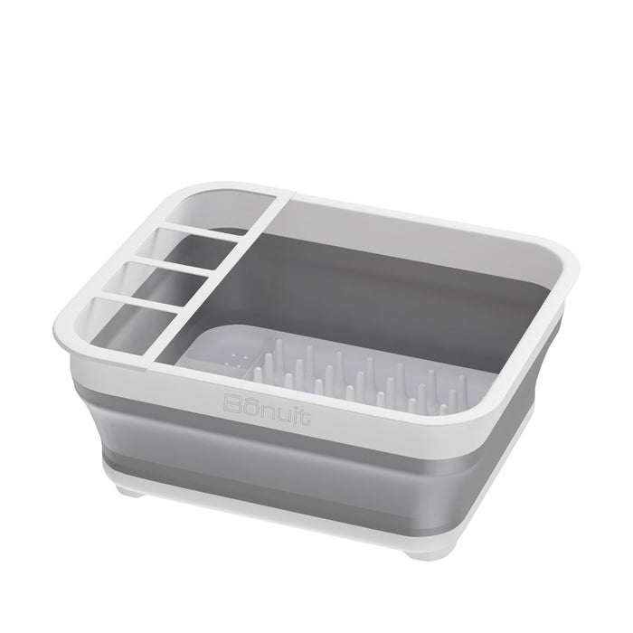 Escurreplatos plegable plástico blanco y gris