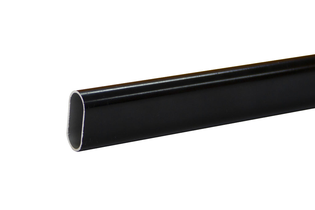 Tubo ovalado en aluminio anodizado o pintura negra