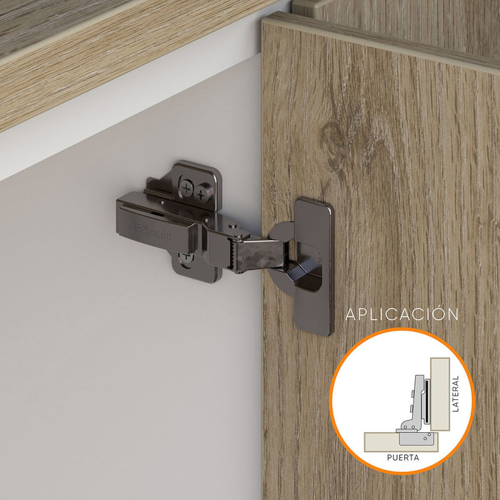 Bisagra de cazoleta para mueble high quality cierre lento clip-on de fácil montaje negro titanio