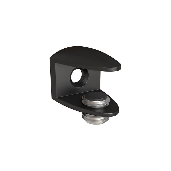 Soporte  entrepaño negra vidrio 10 mm