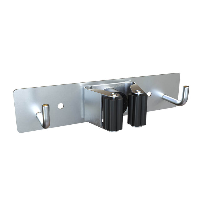 Soporte  pared 1 clips + 2 ganchos cromados