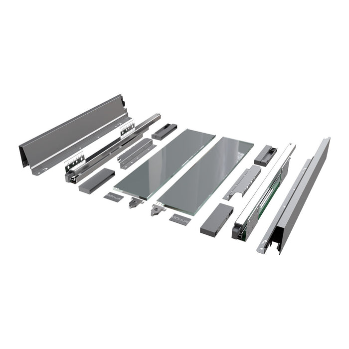 Cajón costado metálico Bonuit max alto con vidrio