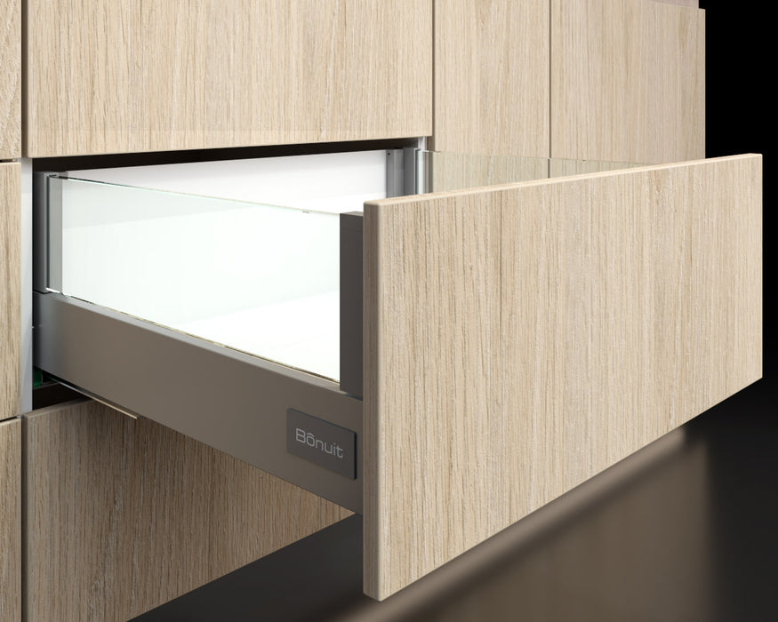 Cajón costado metálico Bonuit max alto con vidrio