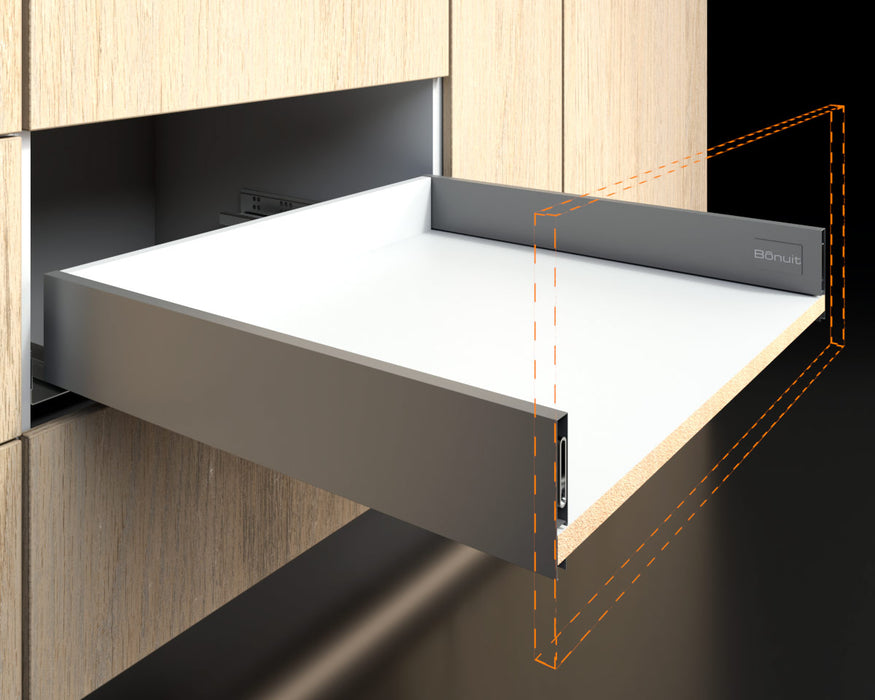 Cajón costado metálico recto Bonuit slim box bajo