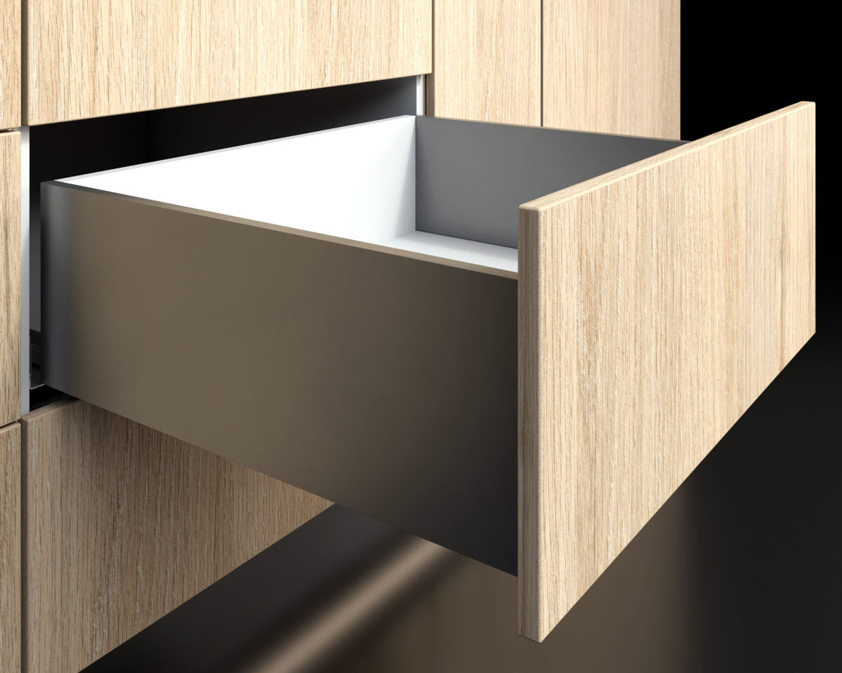 Cajón costado metálico recto Bonuit slim box alto - Madecentro