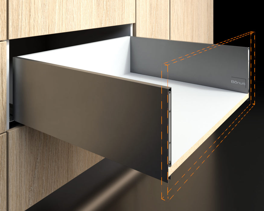 Cajón costado metálico recto Bonuit slim box alto