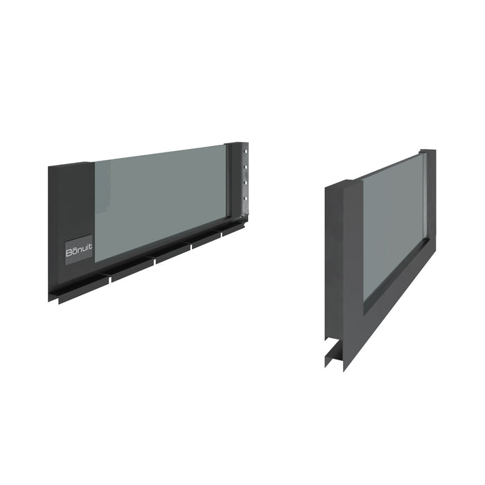 Cajón costado metálico recto slim box alto con vidrio