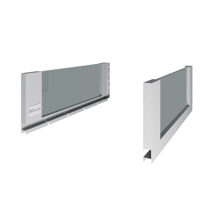 Cajón costado metálico recto slim box alto con vidrio