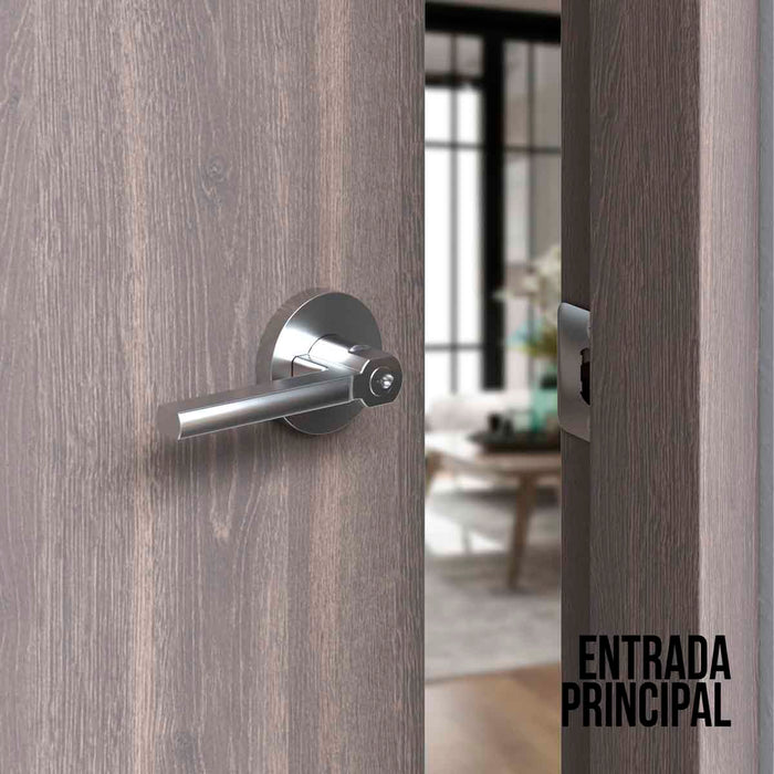 Cerradura chapa tubular premium palanca escudo redondo para puerta de paso negra