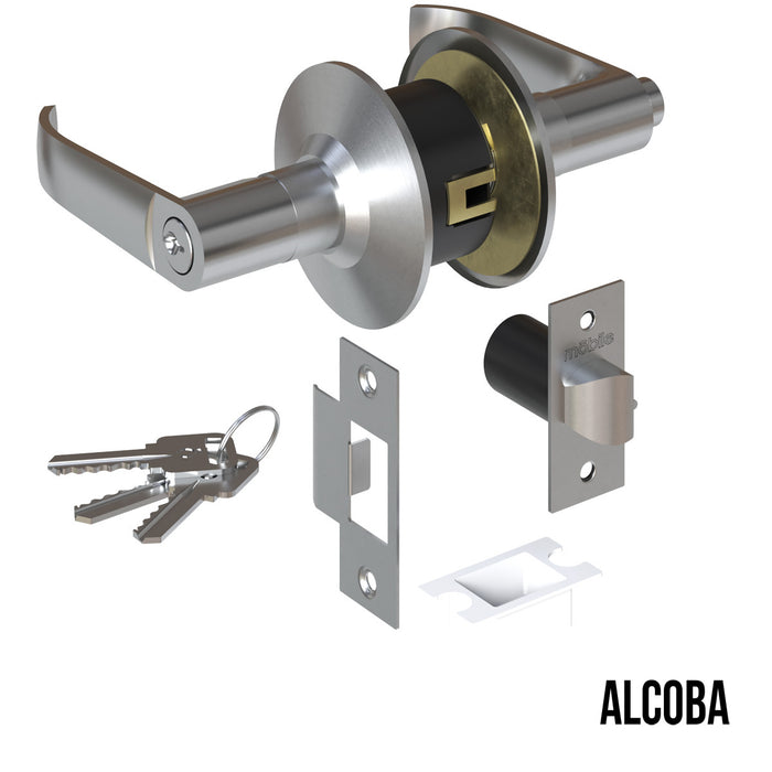 Cerradura chapa palanca estándar cilíndrica para puerta de paso