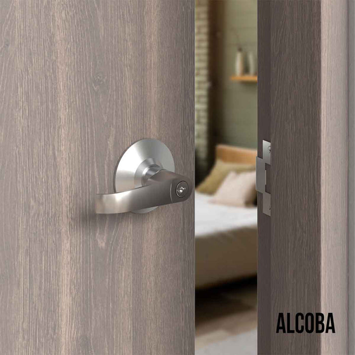 Cerradura chapa palanca estándar cilíndrica para puerta de paso