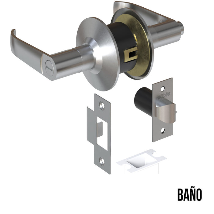 Cerradura chapa palanca estándar cilíndrica para puerta de paso