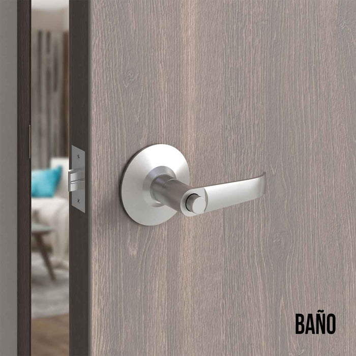 Cerradura chapa palanca estándar cilíndrica para puerta de paso